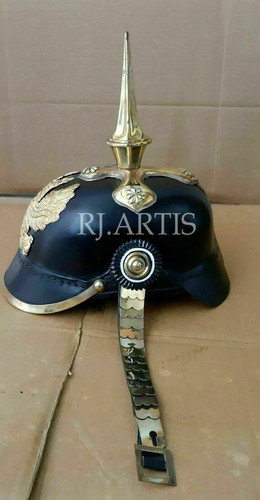 Officer’s Pickelhaube Helmet Militaria Leather Prussian Vintage Imperial German, - Picture 5 of 8