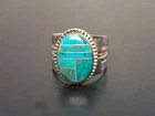 VINTAGE DESERT ROSE TRADING TURQUOISE INLAY .925 STERLING SILVER RING SIZE 12