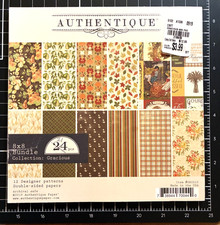 Authentique GRACIOUS 8X8 Paper Pad 21 count - Fall Autumn Thanksgiving PARTIAL