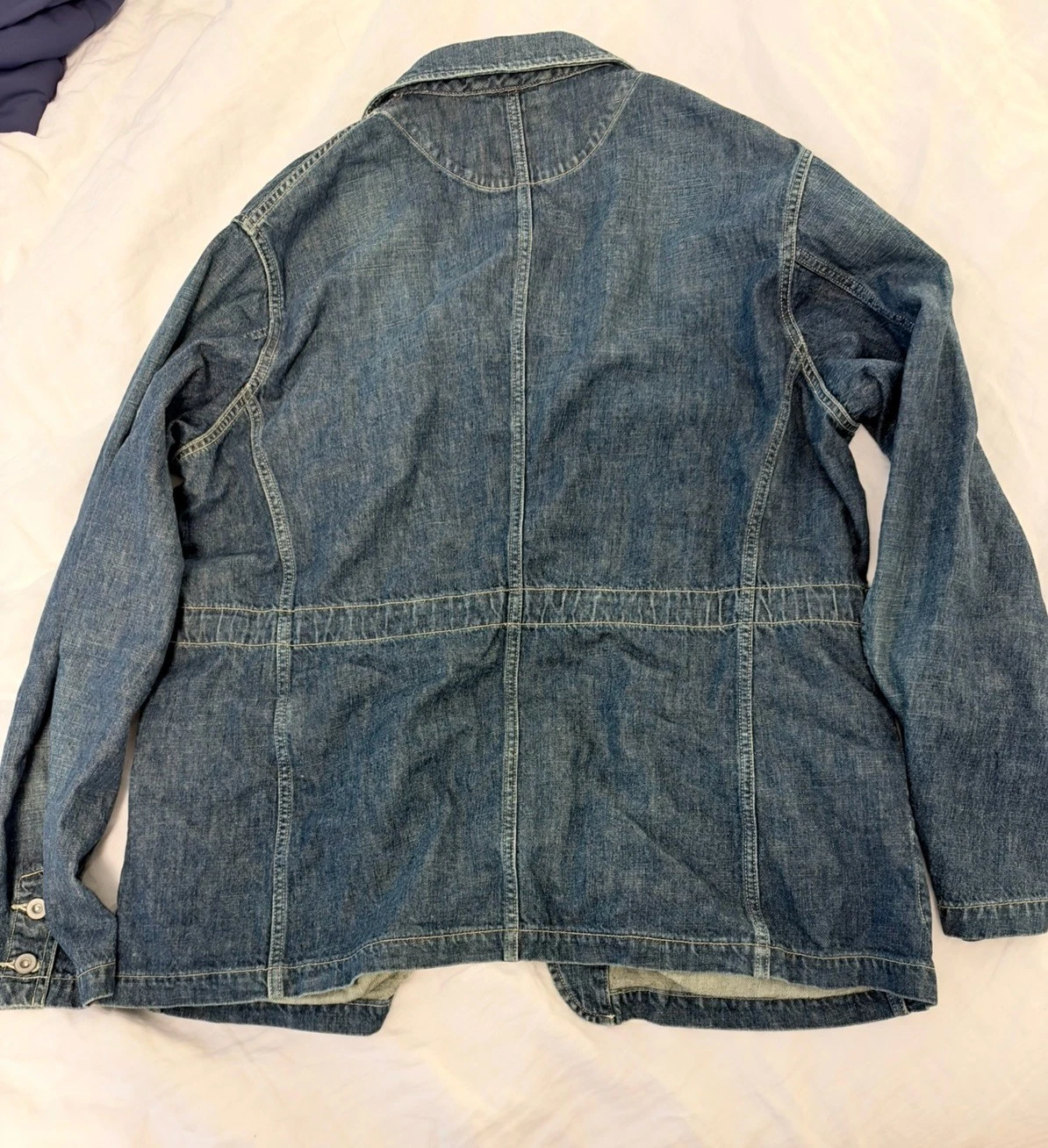 Sage de Cret 11oz Cotton Linen Denim Coverall Jacket Navy Japan XL image 6