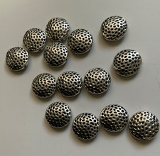 14 Silver Pewter Lentil Dotted Beads Lead Fre...
