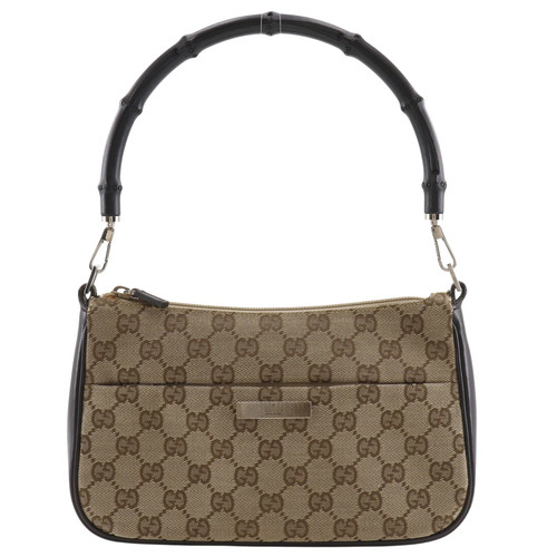 Gucci Bamboo Shoulder Bag Handbag 001.387 Gg Canvas Brown