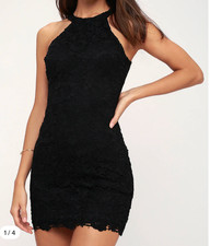 Lulus Love Poem Black Lace Mini Dress - size M