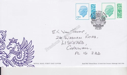 GB ROYAL MAIL FDC COVER 2023 DEFINITIVE ISSUE STAMPS £2-£5 HANDWRITTEN (1)