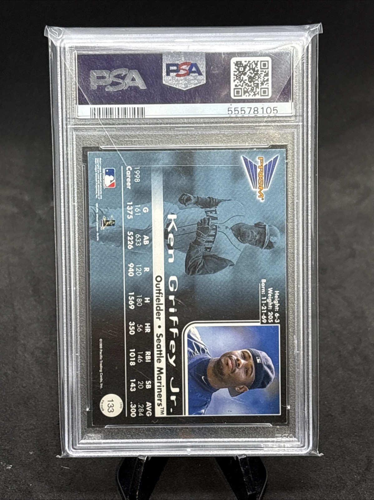 1999 Pacific Prism - Ken Griffey Jr #133 PSA 9, Pop 8 - No PSA 10’s view 4