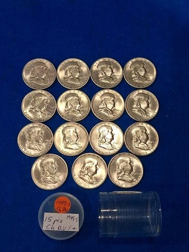 Lot of 15 Original Choice BU 1949-S Franklin Half Dollars $1150.
