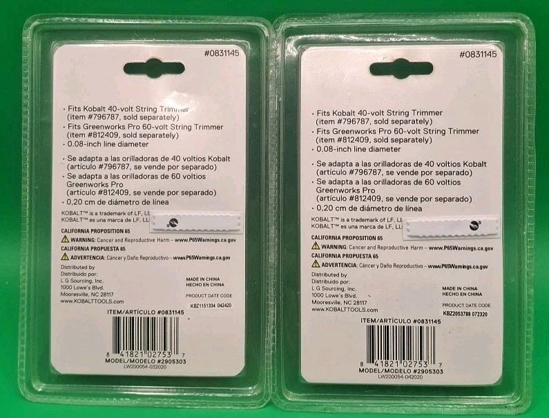 KOBALT Greenworks Pro Bump Feed Replacement 16ft 0.08in 2 Pack Spooled Line New - Image 2 of 3