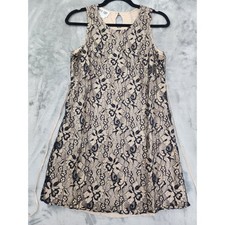 Vintage 90s Byer Too Floral Lace Overlay Satin Sleeveless Dress Size 9 Black