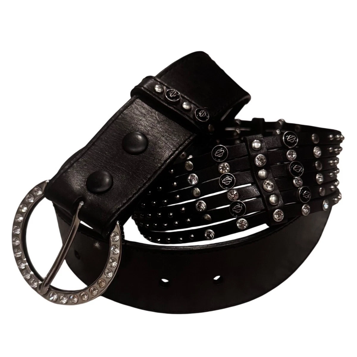 Harley-Davidson Women\'s Horseshoe Shiny Studded Genuine Leather Belt, Black RARE Harley-Davidson® Women main image 4