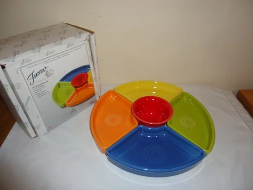Fiestaware 5 Piece Entertaining Set Fiesta Bright Colors Omni Relish Inserts NIB