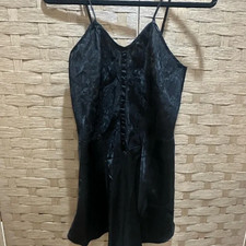 Vintage Victorias Secret Gold Label Elegant Black Satin Slip Dress Size Small