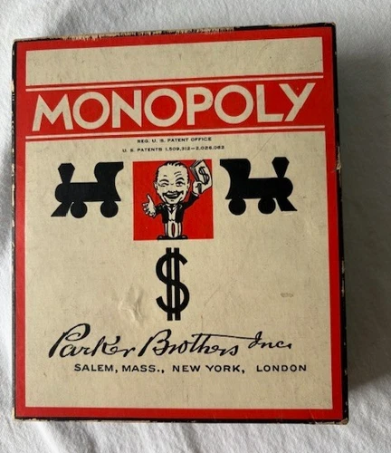 Vtg 1930s Parker Brothers Monopoly Game W/Wooden Pieces & Instructions NO BOARD