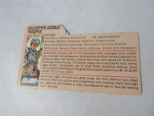 Vintage G.I.Joe CARD: Helicopter Assault Trooper Airborne