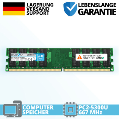 4GB DDR2 RAM PC2-5300U 2Rx16 UDIMM - PC2-5300U-555 667 MHz NUR FÜR AMD