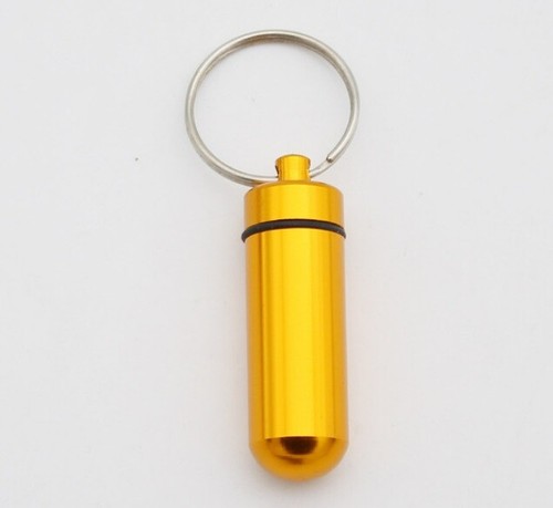 Mini Waterproof Aluminium Pill Box Case Bottle Container keychain Free P&P - Picture 13 of 18