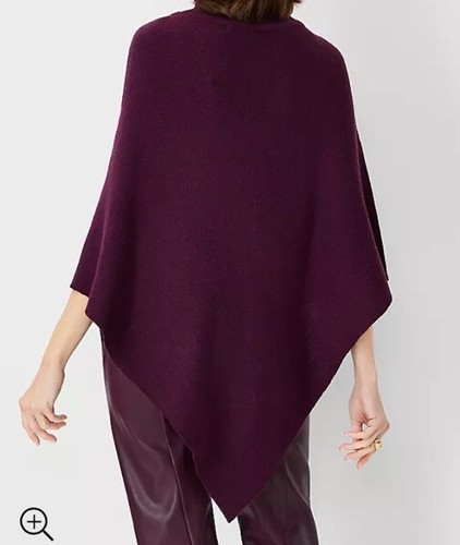 Ann Taylor Pearlized Mock Neck Poncho Womens XS/S Purple Wool Blend NEW - Picture 14 of 14