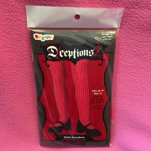 GIRLS RED Pantyhose with Black "BARBED WIRE" ~ Fits up to Size 12 NEW~FREE SHIP - Picture 3 of 12