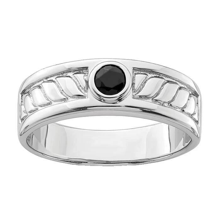 Onyx Band Sterling Silver Rings for Men