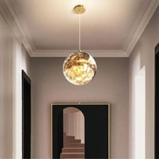 Lampadario a sospensione led luce calda paralume in vetro colore ambra a47