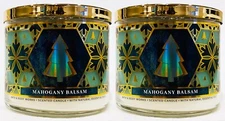 2 Bath & Body Works MAHOGANY BALSAM  Large Scented 3-Wick Candle 14.5 oz