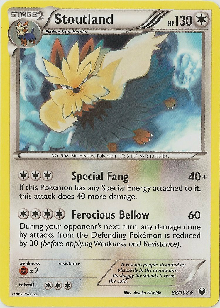 Stoutland - 88/108 - Rare x1 - Lightly Played - BW Dark Explorers