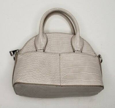 ZARA WOMEN'S MINI SATCHEL PURSE IVORY FAUX PEBBLED LEATHER 