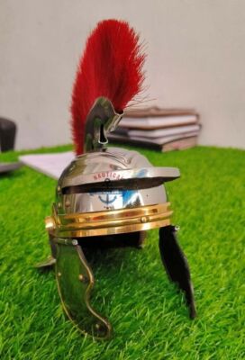 Roman Centurion Mini Helmet w/ Plume Medieval Knight Spartan Table Decorative