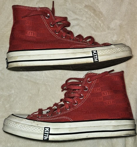 KITH x CONVERSE RED CHUCK TALYOR ALL STAR 70 高帮运动鞋女式 9 男式 7 - 第 7 张/共 19 张