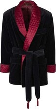 Mens Robes Quilted Smoking Jackets Black Velvet Robes Smoking Jacket