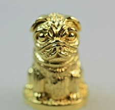 PUG DOG GOLD PLATED STERLING SILVER THIMBLE 