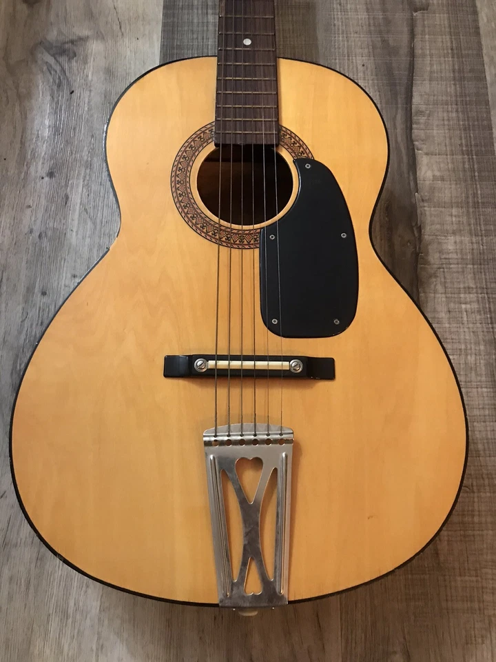 Vintage Korean Lindell Acoustic 6 String Parlor Guitar Natural CLEAN 1970s 60s - Image 2 of 4