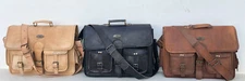 Men's Vintage Brown Black White Leather Messenger Shoulder Laptop Bag Briefcase