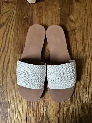 Banana Republic Women's White Leather Slide Sandals Size