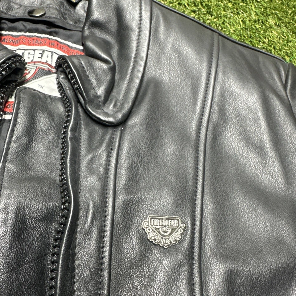 Women’s First Gear Black Leather Vented Motorcycle Jacket SW - Image 2 of 4