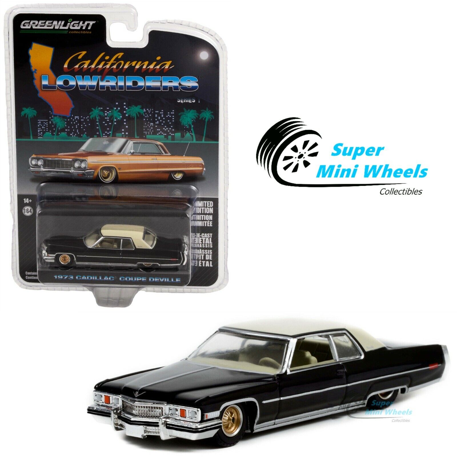 Greenlight 1:64 - California Lowriders - 1973 Cadillac Coupe Deville Black/Gold