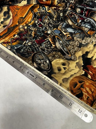 Riders On The Storm Alexander Henry Fabric Motorcycles Skulls Desert 5 Yards - Picture 2 of 4