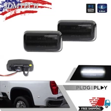 Smoke White LED Fender Marker Lights For 15-2024 Chevy Silverado GMC 2500/3500HD