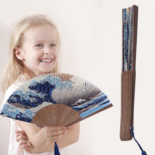 Bamboo Silk Folding Hand Held Fan Wedding Dance Party Prom Gifts Japanese Style/ - Picture 3 of 7