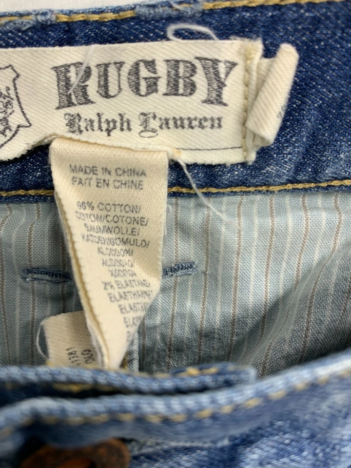 Pantalones de mezclilla ajustados de rugby Ralph Lauren para hombre 25 azules estilo desgastado Foto 3 de 4