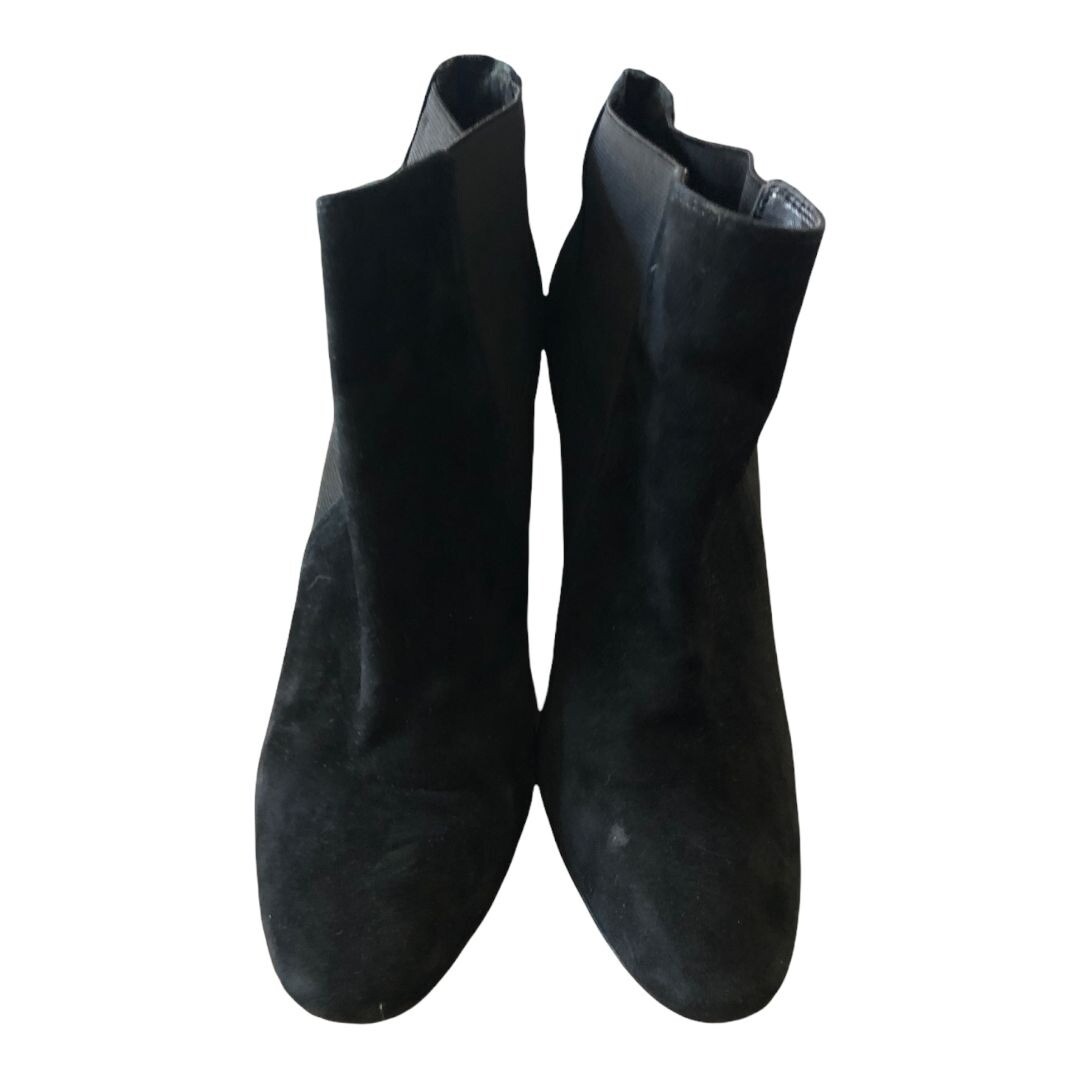 Ann Taylor Black Suede Leather Wedge Platform Ankle Booties Boots