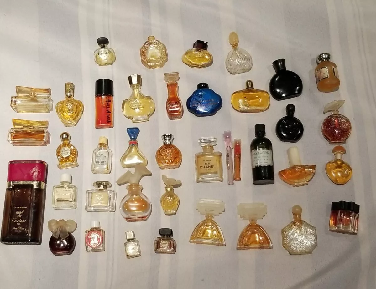 Lot of 39 Vintage High End Miniature Perfume Bottles Dior, EMMA Chanel &  more