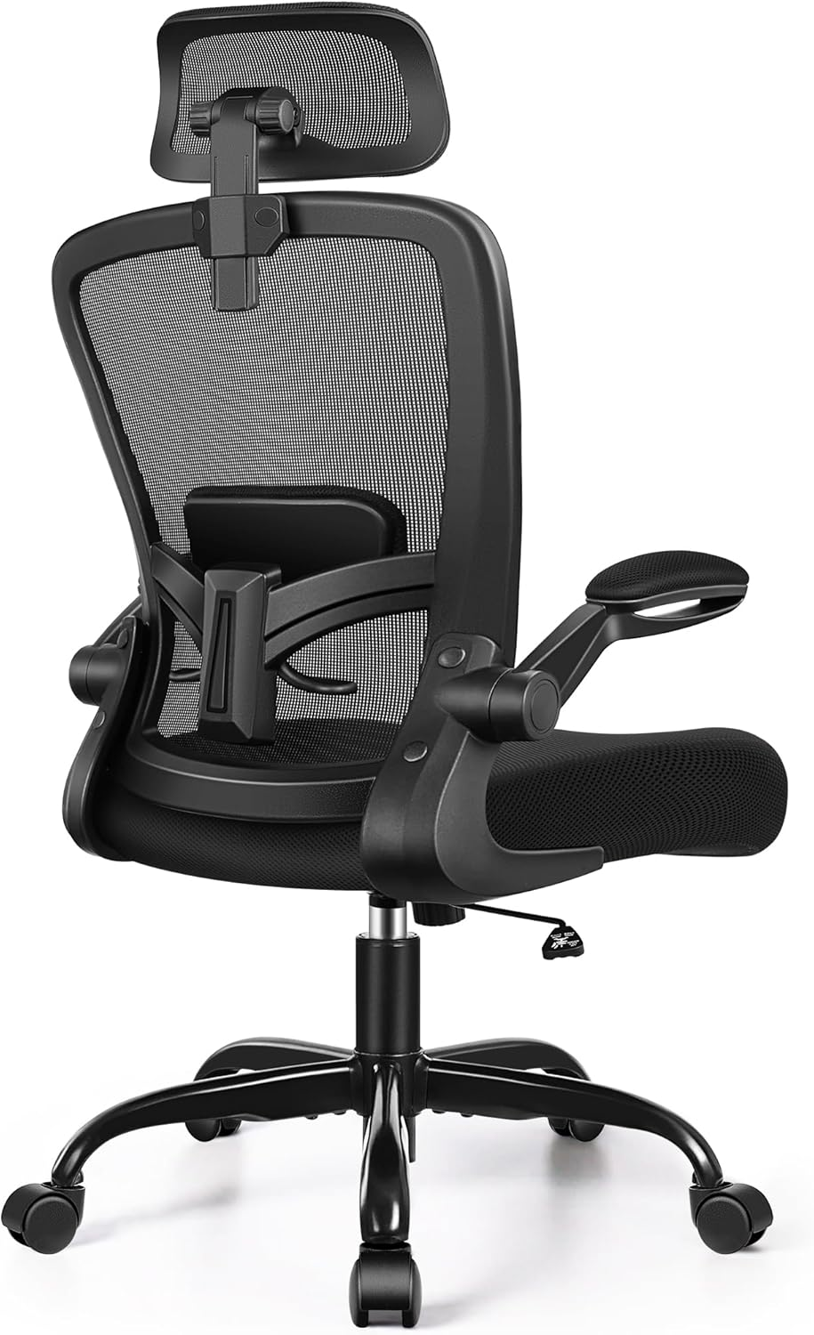 Ergonomic Office Chair, Headrest Desk Chair with Adjustable Lumbar Support, Home