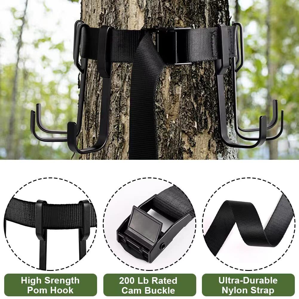 Tree Stand Hanging Kit With Straps & Metal Hooks – Lightweight Gear Hanger For Hunting Bow, Gun, Backpack, Easy Setup