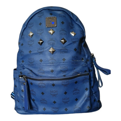 本物！MCM リュック美品！ MCM Rucksack Studded Blue Leather Backpack Large | eBay