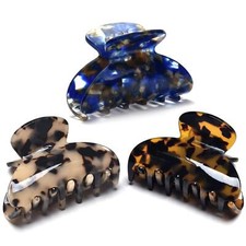3 PCS Tortoise Claw Hair Clips Medium Jaw Clamps Leopard Print Accessories