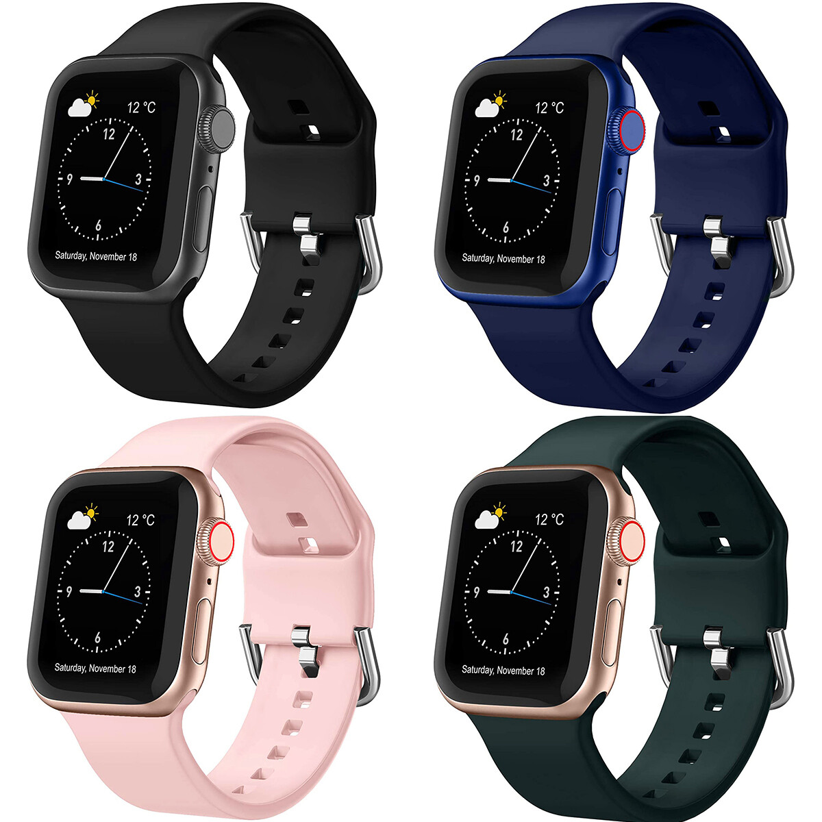 40/44/38/42mm Silicone Sport Band Strap for Apple Watch SE iWatch Series 