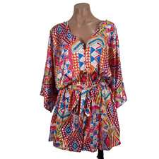 FLYING TOMATO Boutique Multi Color Neon Romper Small NWT Kimono Sleeve