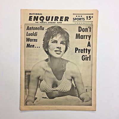 Vintage National Enquirer Tabloid March 1962 Antonella Lualdi Seppi Farouk