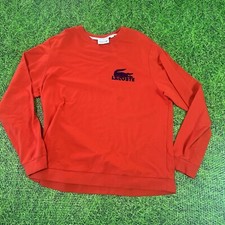 Men's Lacoste Loungewear Crew Red Orange Long Sleeve Shirt Sz XL 22x27