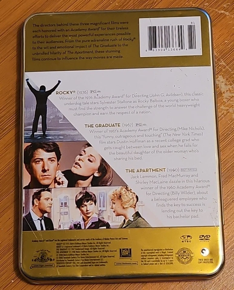 ROCKY/THE GRADUATE/ THE APARTMENT (DVD, 2008) - Image 2 of 4